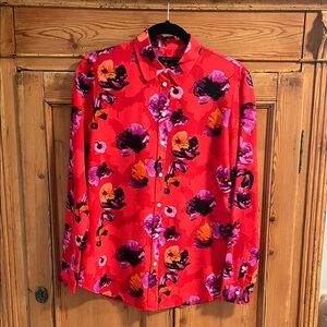 Banana Republic Red Floral Dillon Classic Fit Button Down